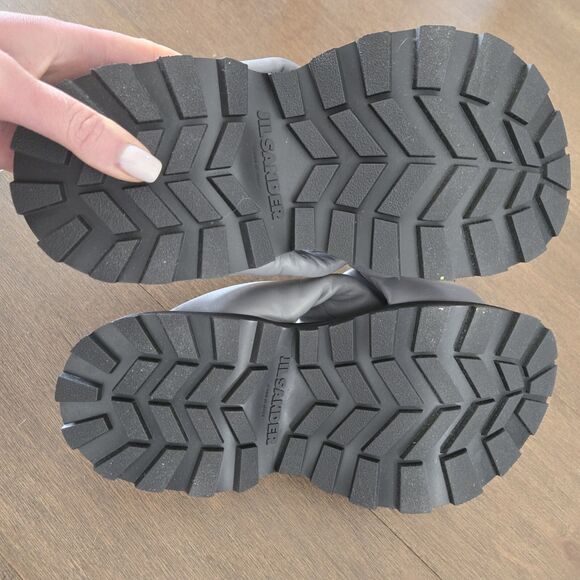 JIL SANDER SANDAL Grey Padded LEATHER CROSS Over STRAP SLIDE SHOES Size 39 New - Picture 5 of 7